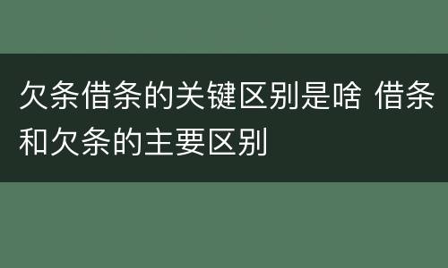 欠条借条的关键区别是啥 借条和欠条的主要区别