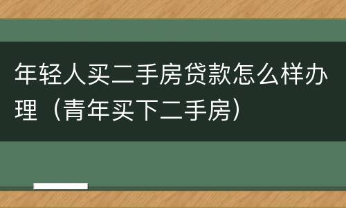 年轻人买二手房贷款怎么样办理（青年买下二手房）