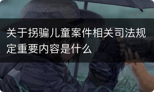关于拐骗儿童案件相关司法规定重要内容是什么
