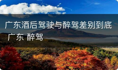 广东酒后驾驶与醉驾差别到底 广东 醉驾