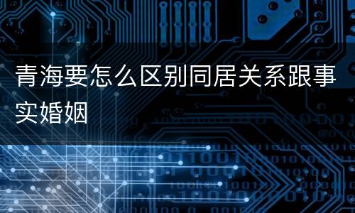 青海要怎么区别同居关系跟事实婚姻
