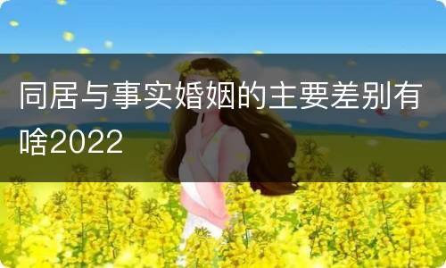 同居与事实婚姻的主要差别有啥2022