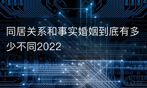同居关系和事实婚姻到底有多少不同2022