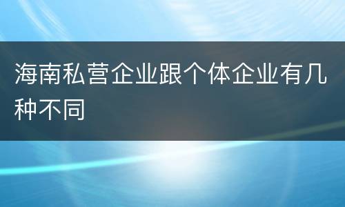 海南私营企业跟个体企业有几种不同