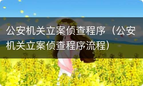 公安机关立案侦查程序（公安机关立案侦查程序流程）