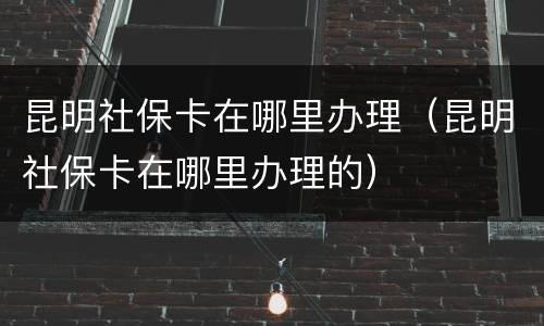 昆明社保卡在哪里办理（昆明社保卡在哪里办理的）