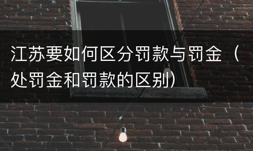 江苏要如何区分罚款与罚金（处罚金和罚款的区别）