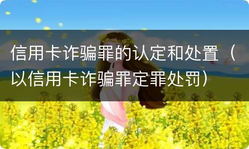 信用卡诈骗罪的认定和处置（以信用卡诈骗罪定罪处罚）