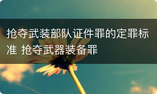 抢夺武装部队证件罪的定罪标准 抢夺武器装备罪