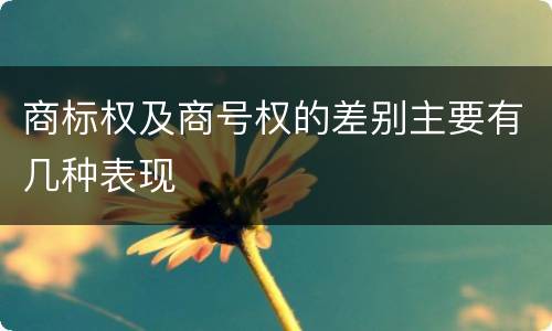 商标权及商号权的差别主要有几种表现