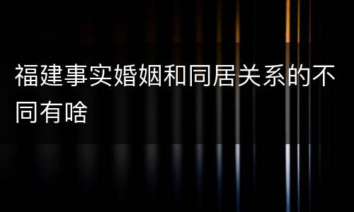 福建事实婚姻和同居关系的不同有啥