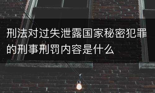 刑法对过失泄露国家秘密犯罪的刑事刑罚内容是什么