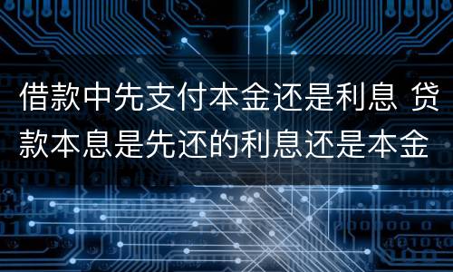 借款中先支付本金还是利息 贷款本息是先还的利息还是本金
