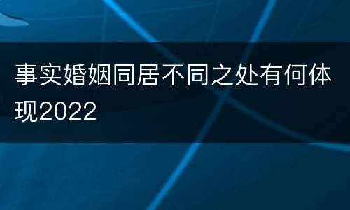 事实婚姻同居不同之处有何体现2022