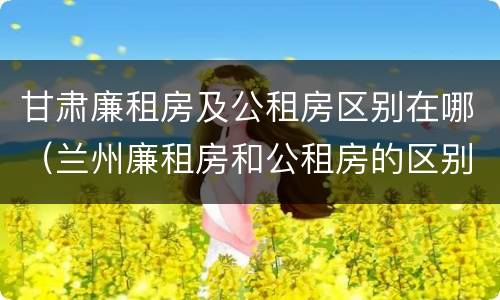 甘肃廉租房及公租房区别在哪（兰州廉租房和公租房的区别）
