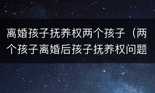 离婚孩子抚养权两个孩子（两个孩子离婚后孩子抚养权问题）