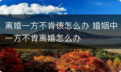 离婚一方不肯该怎么办 婚姻中一方不肯离婚怎么办