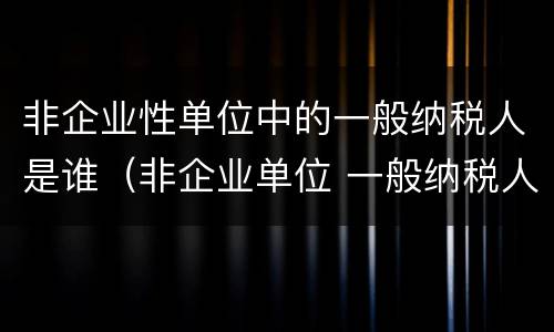非企业性单位中的一般纳税人是谁（非企业单位 一般纳税人）