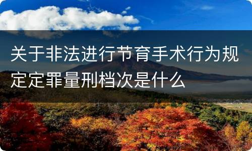 关于非法进行节育手术行为规定定罪量刑档次是什么
