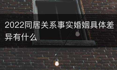 2022同居关系事实婚姻具体差异有什么