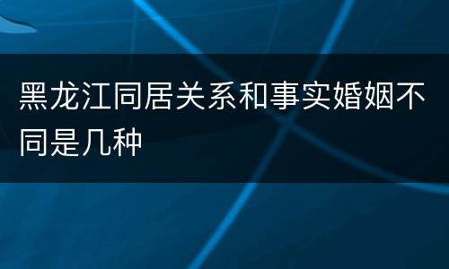 黑龙江同居关系和事实婚姻不同是几种