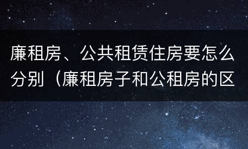廉租房、公共租赁住房要怎么分别（廉租房子和公租房的区别）