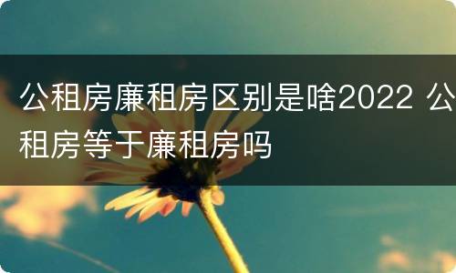 公租房廉租房区别是啥2022 公租房等于廉租房吗