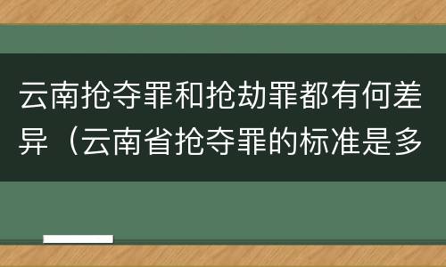 云南抢夺罪和抢劫罪都有何差异（云南省抢夺罪的标准是多少?）