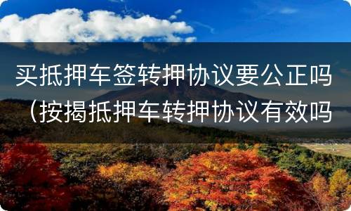 买抵押车签转押协议要公正吗（按揭抵押车转押协议有效吗）