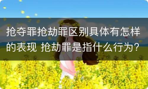 抢夺罪抢劫罪区别具体有怎样的表现 抢劫罪是指什么行为?