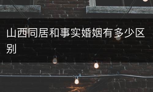 山西同居和事实婚姻有多少区别