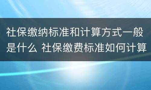 社保缴纳标准和计算方式一般是什么 社保缴费标准如何计算