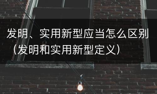 发明、实用新型应当怎么区别（发明和实用新型定义）