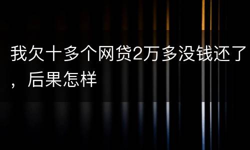 我欠十多个网贷2万多没钱还了，后果怎样