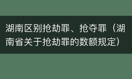 湖南区别抢劫罪、抢夺罪（湖南省关于抢劫罪的数额规定）