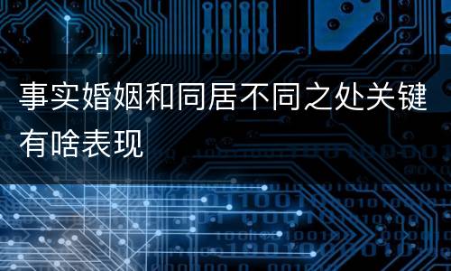 事实婚姻和同居不同之处关键有啥表现
