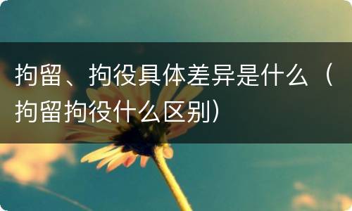 拘留、拘役具体差异是什么（拘留拘役什么区别）