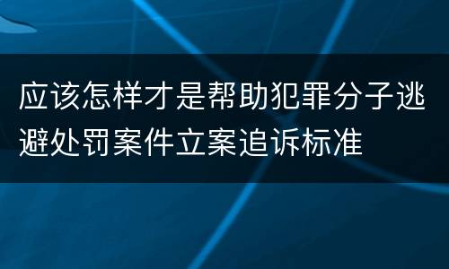 应该怎样才是帮助犯罪分子逃避处罚案件立案追诉标准