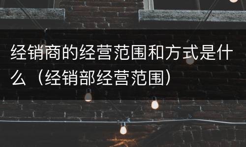 经销商的经营范围和方式是什么（经销部经营范围）