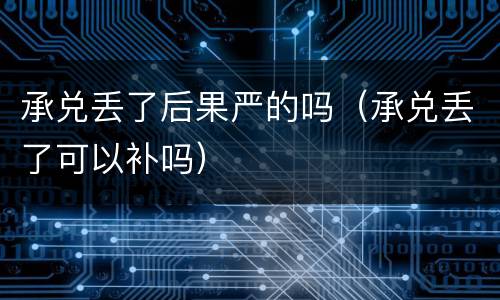 承兑丢了后果严的吗（承兑丢了可以补吗）
