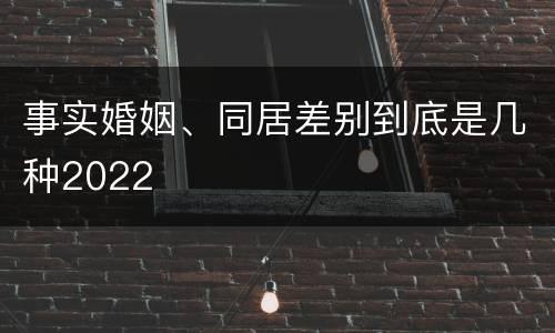 事实婚姻、同居差别到底是几种2022