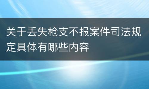 关于丢失枪支不报案件司法规定具体有哪些内容