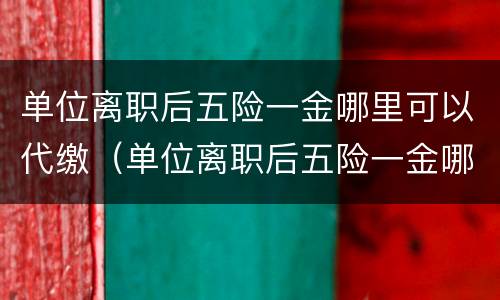 单位离职后五险一金哪里可以代缴（单位离职后五险一金哪里可以代缴呢）