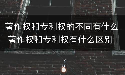 著作权和专利权的不同有什么 著作权和专利权有什么区别