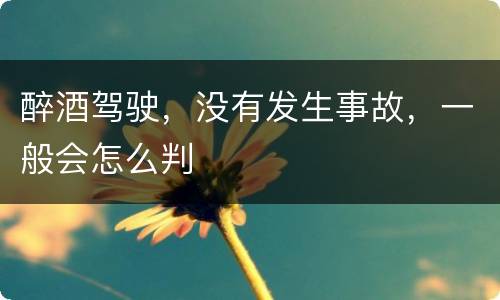 醉酒驾驶，没有发生事故，一般会怎么判