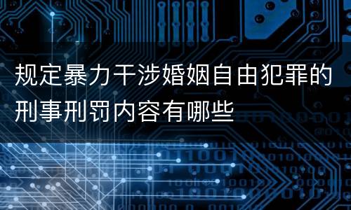 规定暴力干涉婚姻自由犯罪的刑事刑罚内容有哪些