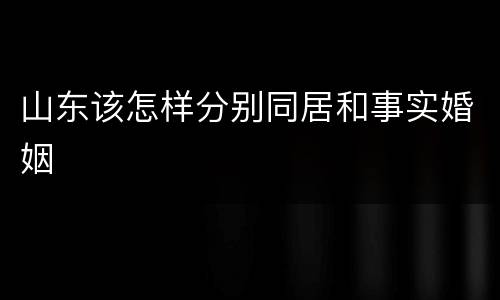 山东该怎样分别同居和事实婚姻