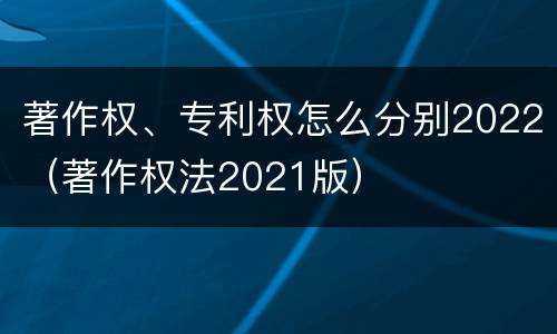 著作权、专利权怎么分别2022（著作权法2021版）