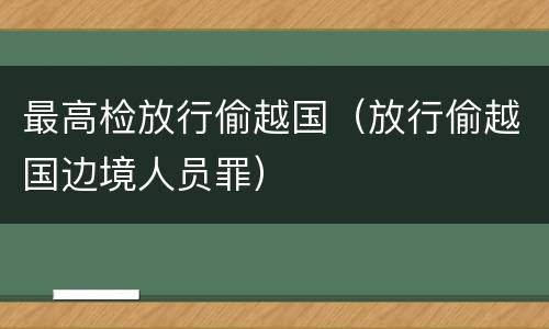 最高检放行偷越国（放行偷越国边境人员罪）