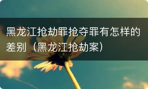 黑龙江抢劫罪抢夺罪有怎样的差别（黑龙江抢劫案）